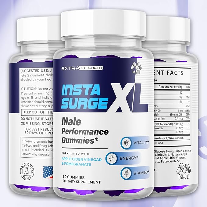 Insta Surge XL Gummies, Official InstaSurge XL Gummys with All Natural Ingredients, Insta SurgeXL Advanced Health Support Supplement Maximum Strength Active Lifestyle Multivitamin Gummys (60 Gummies)