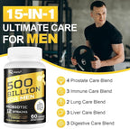 Probiotics for Men, 500 Billion CFUs & 12 Strains Mens Probiotic with Turmeric Cranberry, Goji, Gut Health for Men, for Digestive Health, Gut, Bloating & Gas, Immune, Energy Support, 60-Day Supply