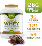 MFL Muscle Whey Protein l 28g of Protein l 8g BCAAs l Keto Friendly l Low Carbs l 5 lbs. (Chocolate Lava)