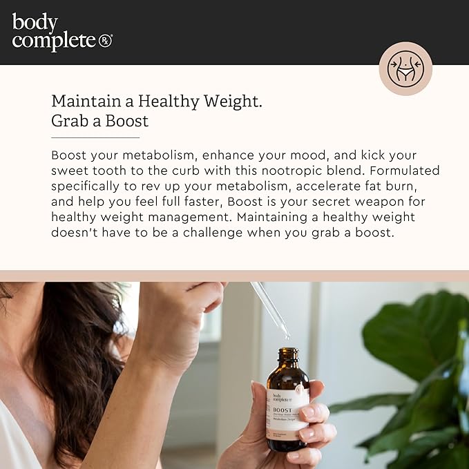 BODY COMPLETE RX Boost Drops with Maca Root, Amino Acids, L Glutamine, Niacin, and Rhodiola for Energy, Digestion, and Thyroid Support for Women, Plant Based, 60 ML