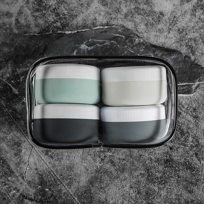 Kuangre Travel Containers for Toiletries, Silicone Cream Jars BPA-Free, Leak-proof 1.35oz Travel Size Containers, Portable Size Silicone Jars with Lid for Cosmetic Face Hand Body Cream (4 Pack)