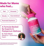 Pink Stork Postpartum Mood Support - Postnatal Hormone Balance for Women - Breastfeeding Friendly - Stress & Cognitive Support, New Mom Essentials - Ashwagandha, Chamomile, & Vitamin D, 60 Capsules