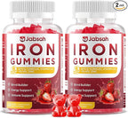 Vegan Iron Gummies for Women & Men, Iron Supplement with B-Complex, Vitamin C, A, Folate for Adults & Kids - Blood Builder & Energy Support & Immune Health - Strawberry Flavor, 120 Gummies