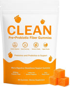 Clean Prebiotic Fiber Gummies for Men - Peach Flavor, Pre+Probiotic Fiber Gummies, Gut Balance, Digestive Support & Daily Clean Confidence, Cleaning Support Gummy 60Gummies