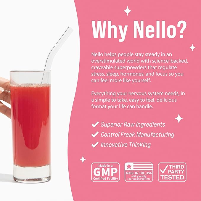 Nello Superbalance Hormonal Support Drink Mix, SRI-81 Shatavari, Myo-Inositol, Rhodiola Rosea, Vitamin C, Magnesium, Theobromine, Cran Apple (Pack of 20)