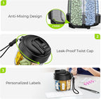 AUVON Portable Pill Dispenser to Store 7 Various Supplements, Travel Pill Organizer Bottle with Anti-Mixing Design, Arthritis-Friendly Pill Container with Wide Opening & Slider Lid, 20 Blank Stickers