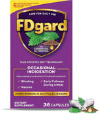 FDgard Gut Health Supplement, Indigestion, Nausea & Bloating, Upset Stomach, 36 Capsules