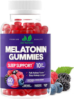 Melatonin 10mg Gummies with 10mg of Melatonin Per Gummy (60 Servings) - Maximum Strength Sleep Support for Adults - Gluten-Free, Non-GMO, Vegetarian, Great Tasting Mixed Berry Flavor - 60 Servings