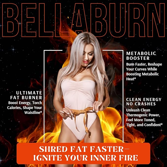 Bellaburn - Belly Fat Burner for Women, Appetite Suppressant for Weight Loss, Metabolism Booster, Thermogenic Fat Burners, Diet Pills that Work Fast, Weight Loss Pills, USA Made, 3rd Party-Tested
