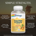 SOLARAY Calcium Citrate 1000mg - Chewable Calcium Supplements for Women and Men - Healthy Teeth and Bone Support - Great, Natural Orange Flavor - Vegan, Gluten Free, 60-Day Guarantee - 15 Servings