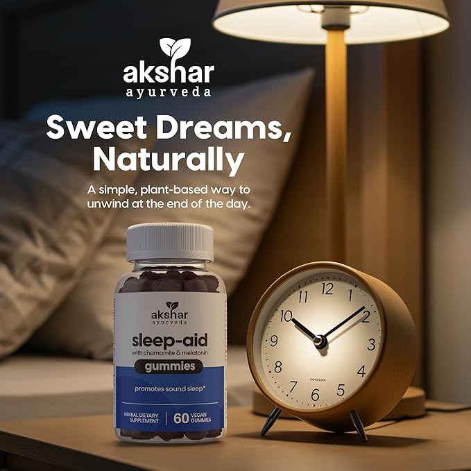AKSHAR ayurveda – Sleep Gummies for Adults with Melatonin, Chamomile, Passionflower and Lemon Balm – 3mg Melatonin Gummies for Sleeping – Non-GMO Vegan Gluten Free Made in USA (60 Count)