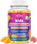 Center-Filled Kids Magnesium Gummies - Magnesium Glycinate Gummies for Kids Adults with L-Theanine, Chamomile, Licorice, Vitamin D, B6 for Sleep, Relaxation, Brain & Muscle - Sugar Free Peach & Mango