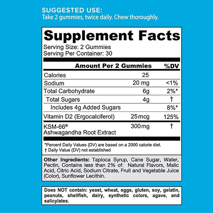 Goli Ashwagandha & Vitamin D Gummy - 300 Count - Mixed Berry, KSM-66, Vegan, Plant Based, Non-GMO, Gluten-Free & Gelatin Free Relax. Restore. Unwind, Pack of 5