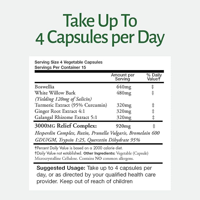 InflamEase, Day or Night Use - Gluten-Free, 60 Vegetarian Capsules (Packaging May Vary)