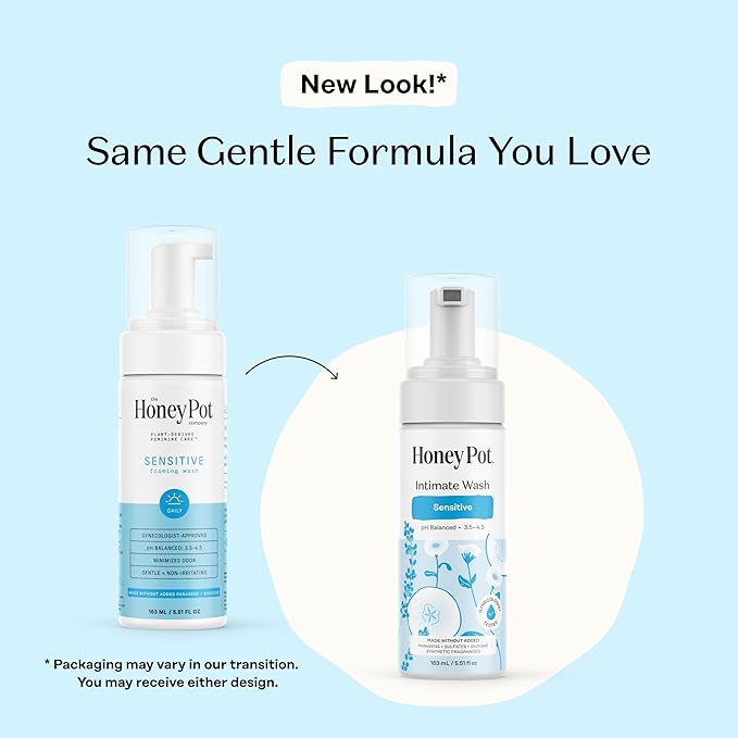 The Honey Pot Company - Sensitive Feminine Wash - Herbal Infused - PH Balanced Plant Based Natural Hygiene Products - 5.51 Fluid Oz