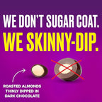 SkinnyDipped Super Dark Chocolate + Sea Salt Almonds, Vegan, Healthy Snack, Plant Protein, Gluten Free, 0.46 oz Mini Bags, Pack of 24