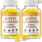 2 Pack Acetyl L-Carnitine Gummies Sugar Free, Premium L-Carnitine Supplement for Women & Men, ALCAR Supplement for Energy, Muscle, Focus & Brain Support, Gluten-Free, Non-GMO, Vegan, 120 Count