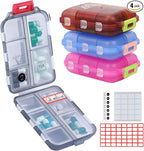 4PS Travel Pill Organizer with 164 Slice Labels，10 Compartments Travel Pill Box Portable Folding Small Pill Case Daily Pill Container Used for Carry Storage Medicine Organizer By M MUchengbao