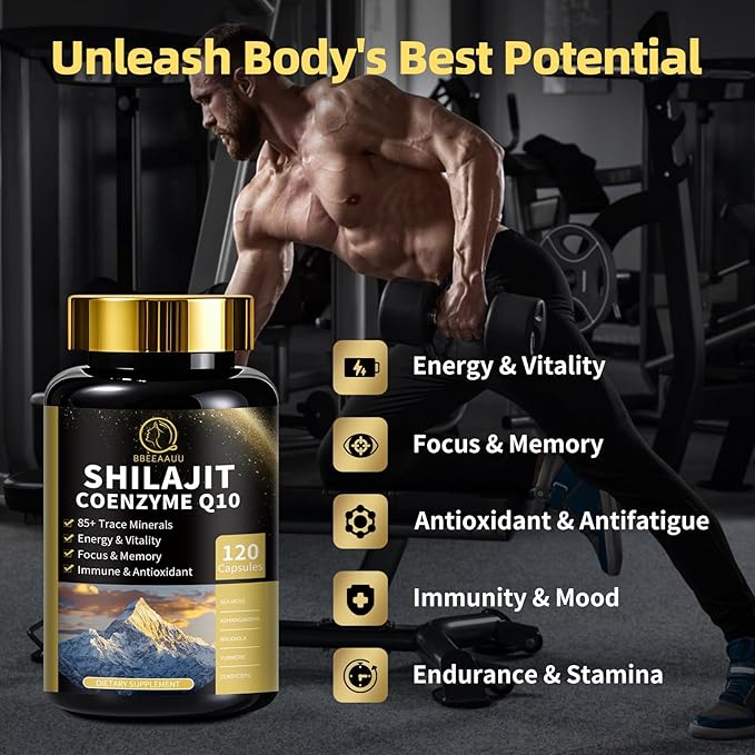Shilajit Capsules with Sea Moss & Ashwagandha for Men & Women,12 in 1 Hima*layan Shilajit Supplements with Coenzyme Q10, Fulvic Acid & Humic Acid, Lion's Mane, Energy & Immune, 120 Count, 2 Pack