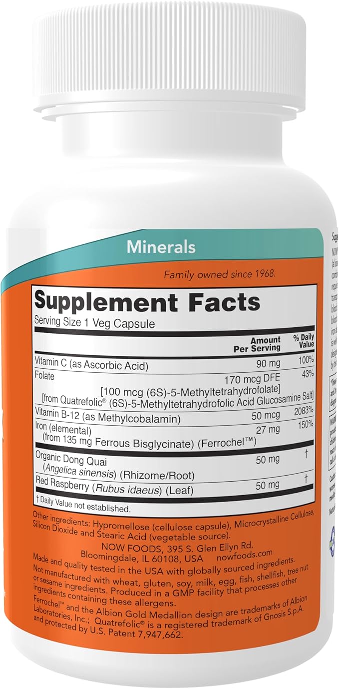 NOW Foods Supplements, Iron Complex Caps, Non-Constipating*, Essential Mineral, 100 Veg Capsules (Pack of 3)