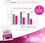 Multi Collagen Burn: Hydrolyzed Protein Peptides with Hyaluronic Acid, Vitamin C, SOD B Dimpless, Types I, II, III, V and X, Caffeine-Free Strawberry Lemonade Flavored 30 Servings