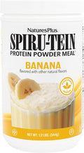 NaturesPlus SPIRU-TEIN, Banana - 1.2 lbs - Plant-Based Protein Shake - Non-GMO, Vegetarian, Gluten Free - 16 Servings