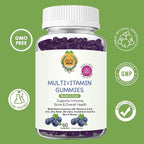 Organic Greek® Multivitamin Gummies with Vitamin A, C, D, E, Zinc, B12, Biotin, B6, Iodine, Pantothenic Acid for Men & Women with 13 Vitamins and Minerals Blueberry Flavor