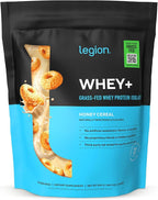 LEGION Whey+ Protein Whey Isolate from Grass Fed Cows (Honey Cereal, 30 Servings) - Whey Protein Isolate Powder Low Calorie, Non-GMO, Sugar Free, Lactose and Gluten Free, All Natural Protein Powder