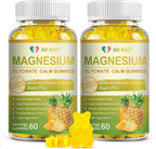 Magnesium Glycinate Gummies 400mg, Sugar Free Magnesium Taurate,Magnesium Malate Supplement with Vitamin D, B6, CoQ10 for Relaxation, Stress Relief, Muscle, Bone & Sleep Support-120 Pineapple Gummies