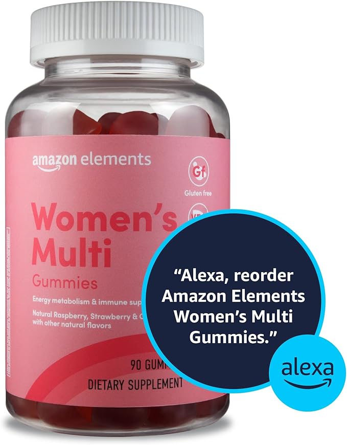 Amazon Elements - Adult Women’s Organic Multivitamins, 90 Gummies (30 Servings), Vegetarian, Gluten Free (Previously Revly) (Pack of 3)