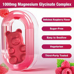 2 Pack Magnesium Glycinate Gummies 1000mg，Magnesium Gummies for Adults & Kids with L-Threonate, Magnesium Supplement for Relaxation, Calm, Sugar Free, Raspberry Flavor, 120 Count