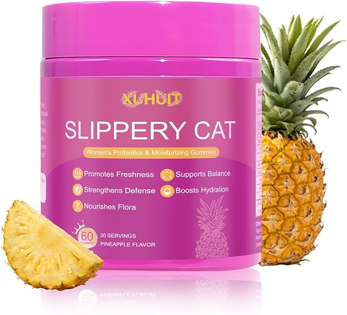 Feminine Probiotic + Moisture Gummies | Bacillus coagulans & Slippery Elm |Supports Intimate Comfort, Pineapple Flavor | 60 Count (1)