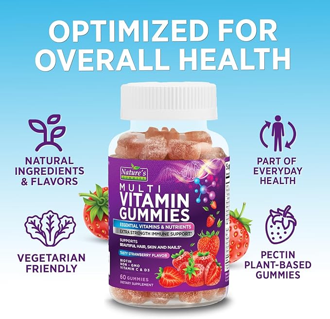 Multivitamin Gummies for Adults - Complete Multivitamin Gummy for Women & Men - Essential Vitamins & Minerals with Vitamins A, C, D, E, & High Potency B12 - Vegetarian Gummy Multivitamins - 60 Gummies
