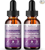 2 Pack Glucosamine Chondroitin MSM Liquid Drops, Extra Strength Joint Support Supplement for Adults Men & Women, Quercetin Boswelia, Bromelain, Antioxidant Immune Support (4 Fl oz)