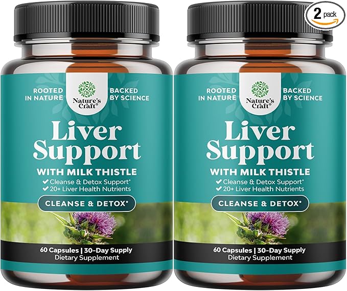 Natures Craft Liver Cleanse Detox & Repair 2 Pack Bundle - Herbal Liver Support Milk Thistle Supplement - Silymarin Milk Thistle Supplements with Dandelion Root, Choline, Beetroot & Artichoke Extract
