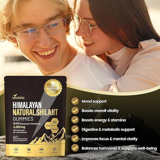 Shilajit* Gummies,Pure Himalayan* micronutrient Supplement, Himalayan Premium Ingredient with Shilajit, Ashwagandha, Gokshura, Fulvic Acid & 85+ Trace Minerals I for Men & Women ((4000MG/1 Bag))