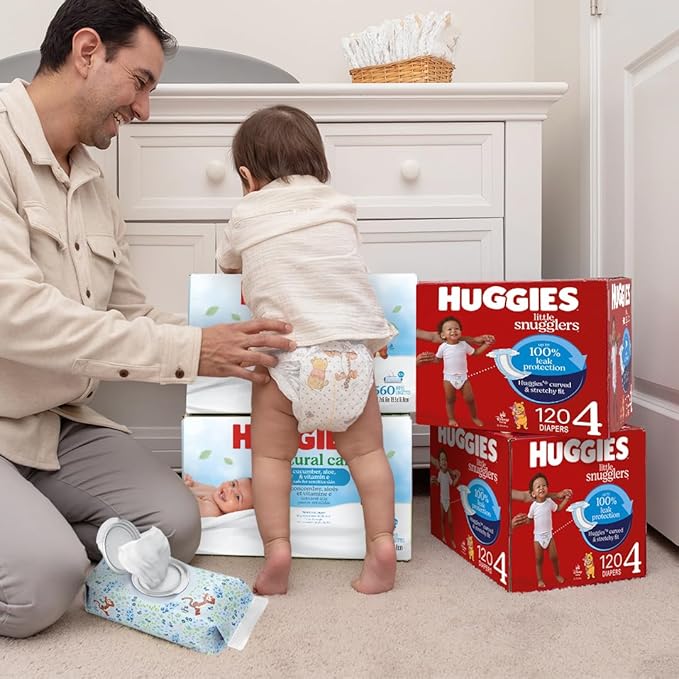 Huggies Natural Care Cucumber, Aloe and Vitamin E Baby Wipes, Hypoallergenic, Scented, 3 Flip-Top Packs (168 Wipes Total), Packaging May Vary