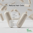 Gray Hair Rescind with Catalase - Antiaging Hair, Skin and Nails Vitamins, Pantothenic Acid, Folic Acid 400mcg, Biotin 300mcg, Saw Palmetto for Men and Women