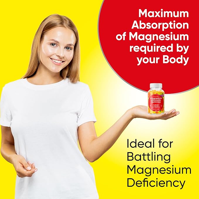 Magnesium Glycinate Chewable Gummies (600mg) for Kids & Adults Women Men - Vegan Complex with Calcium Potassium Vitamin D B6 L-Theanine Advanced Magnesium Complex - Sugar & Gluten Free - Orange Flavor