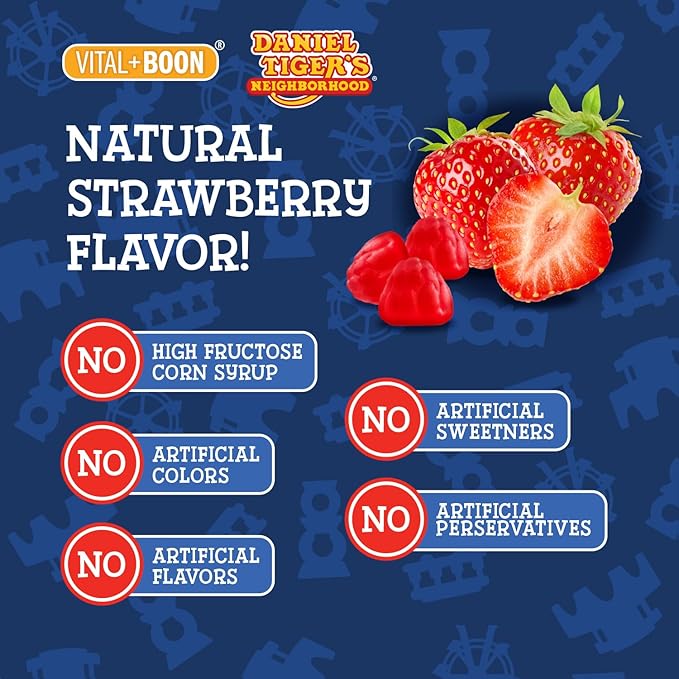 Vital+Boon Daniel Tiger - Kids Melatonin Gummies for Children Ages 3 & Up (60 Count) Sleep Gummies for Kids Supports Natural Sleep Non Habit Forming - Vegan, Non GMO Gluten Free Gummy