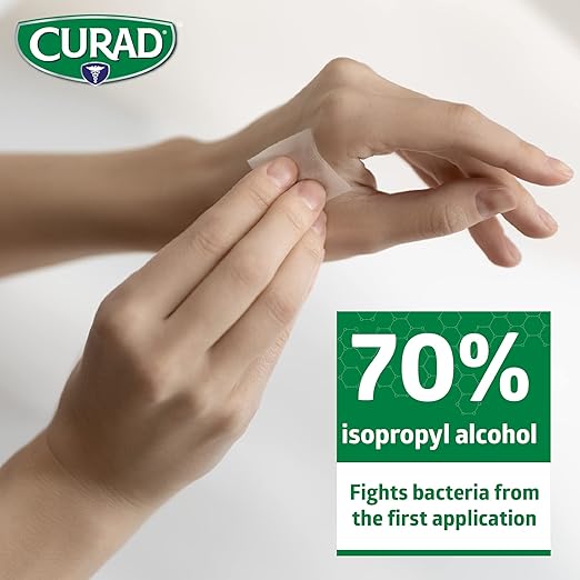 CURAD Alcohol Prep Pads (Pack of 4 Boxes), 400 Pieces of Medium Isopropyl Alcohol Wipes Individually Wrapped, First Aid Alcohol Swabs for Cuts & Scrapes, Medical Alcohol Pads for General Cleansing