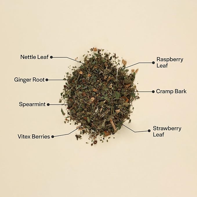 Hormone Balance Tea for Women Herbal Tea with Nettle, Raspberry Leaf, Spearmint, Vitex Berries & Cramp Bark – Natural Menstrual Cycle Support & PMS Relief – Caffeine-Free, 30 Servings