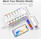 Weekly Pill Organizer 2 Times a Day, KOVIUU Large Travel Pill Box 7 Day, Am Pm Twice Daily Pill Case with Rotatable Handle, Pill Holder Container for Vitamin, Medicine, Supplement, Fish Oil, White