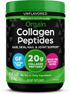 Orgain Hydrolyzed Collagen Peptides Powder For Women & Men, 20g Grass Fed Collagen, Unflavored - Hair, Skin, Nail, & Joint Support Supplement, Paleo & Keto, Non-GMO, Type I and III, 1lb