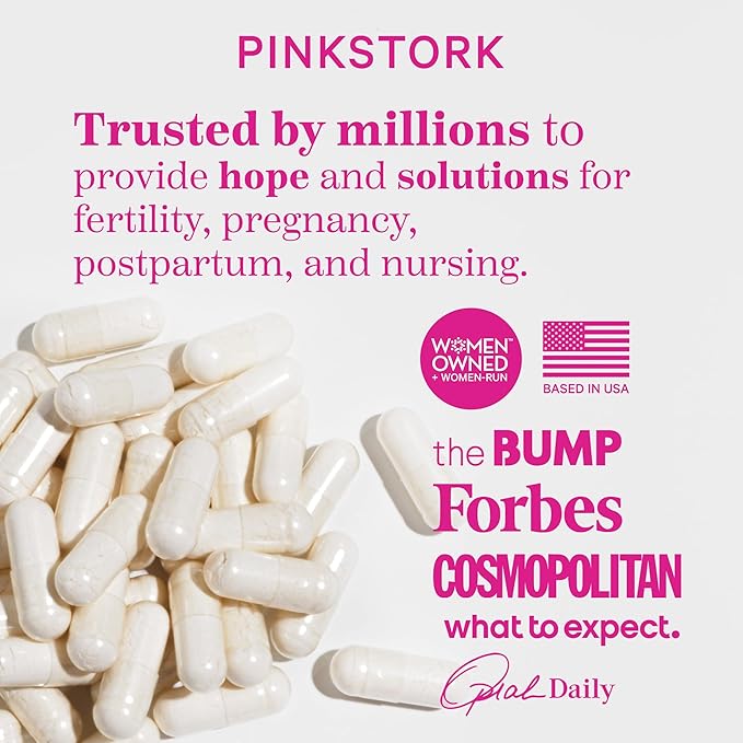 Pink Stork Labor Prep Supplement – Evening Primrose Oil & Red Raspberry Leaf for Third Trimester, Gentle Labor & Postpartum Support, Pregnancy & Breastfeeding Safe, 60 Vegan Capsules