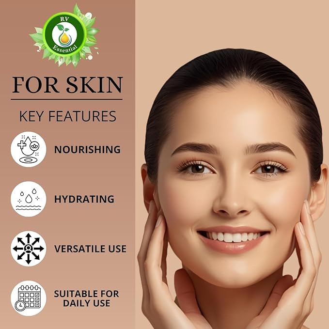 R V Essential Pure Evening Primrose Oil | Oenothera Biennis | 100% Natural Cold Pressed | for Face, Skin Care, Hair Care, Scalp Massage, Body Massage | 50ml | 1.69oz