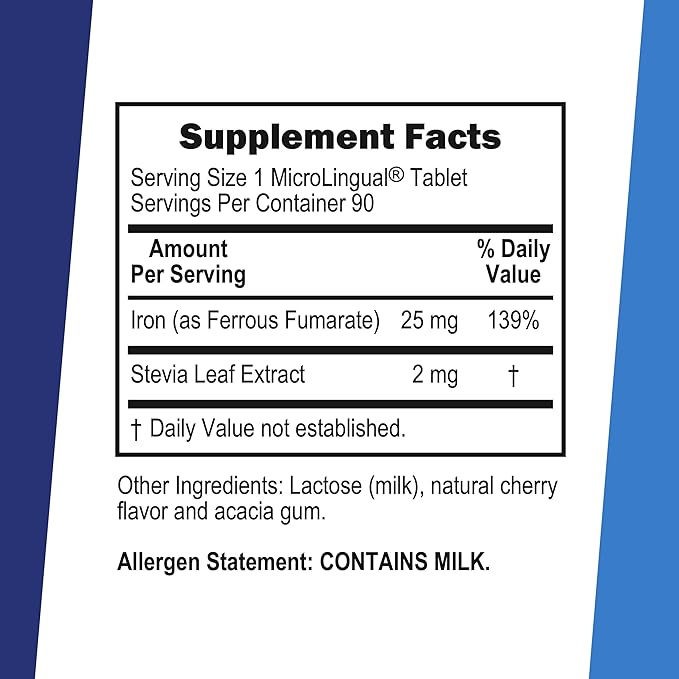 Superior Source Just Women - Iron 25 mg, (Ferrous Fumarate), Under The Tongue Quick Dissolve MicroLingual Tablets, 90 Count, Easily Absorbed, Assists Red Blood Cell Formation, Non-GMO
