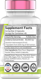 tnvitamins Cranberry Pills for Women: 600 mg of 50:1 Cranberry Concentrate Extract - 90 Capsules | Urinary Tract Health & Support* | Supplement for Women | Non-GMO | Made in the USA!