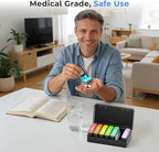Betife Removable Travel Pill Organizer, Weekly Pill Organizer for 1 Time a Day with Easy Sliding Drawers, Large Pill Box with Airtight Seals for Supplements and Vitamins, Black
