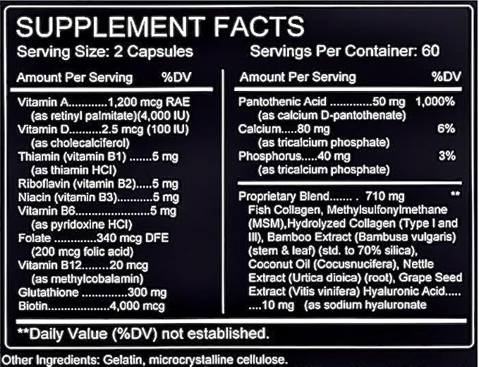 TheraSuva Complete Multi Collagen Complex – Types I, II, III, V & X + Biotin & Vitamin C – Hair, Skin, Nails & Joint Support, 2 Month Supply, 120 Softgels